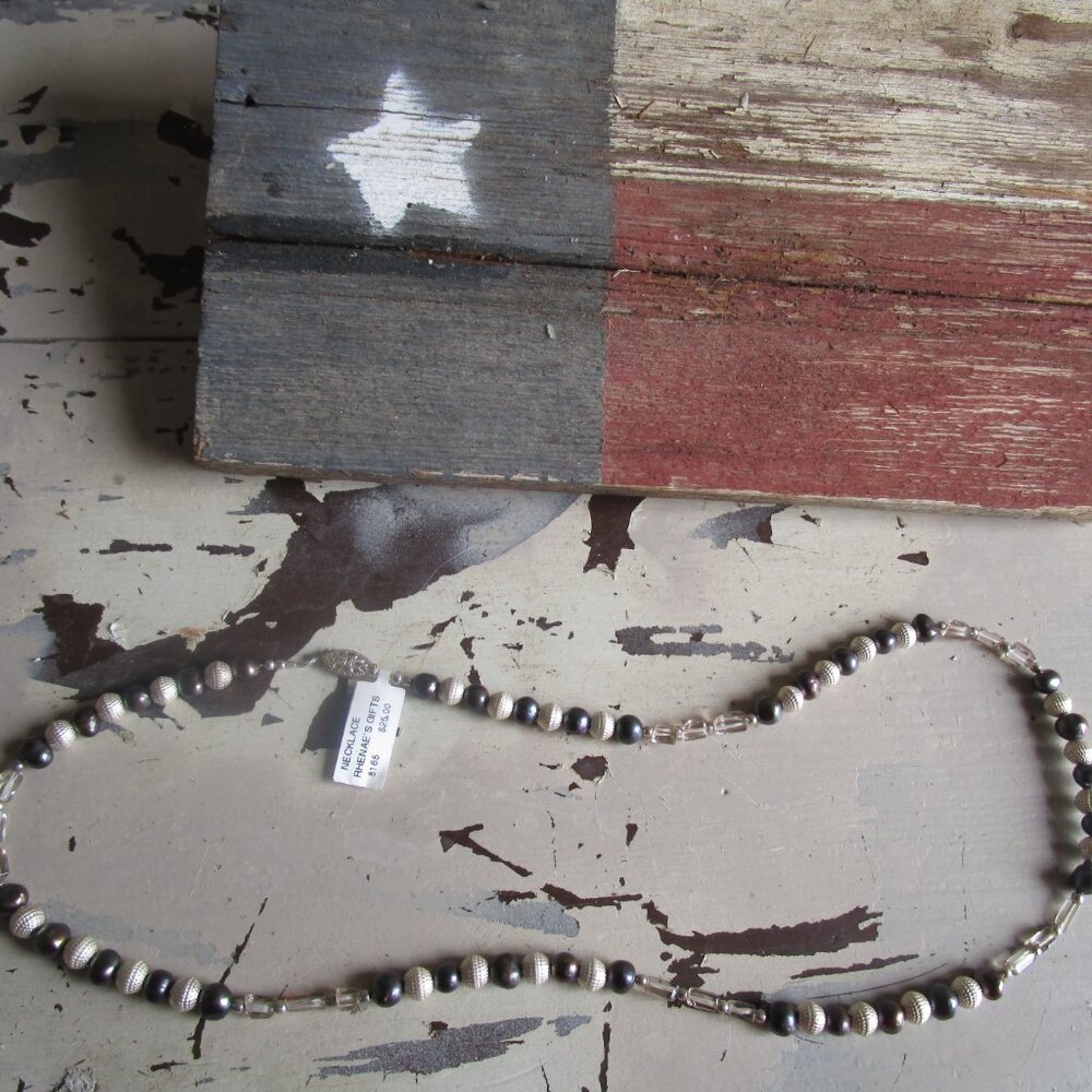 Texas 925 Smokey Quartz Peacock Pearls Necklace New